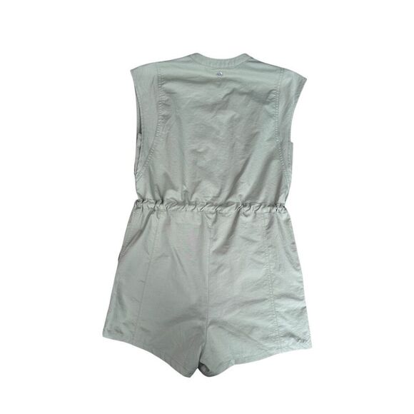 Calia Women’s XXS Unbleached Soft Utility Beach Romper Utility Green Zip Front - Picture 3 of 11